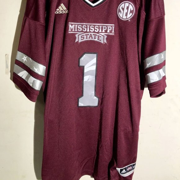 Adidas MISSISSIPPI STATE #1 Men's PREMIER JERSEY Sz S,M,L,XL,2XL New w tags $120 - Picture 3 of 4